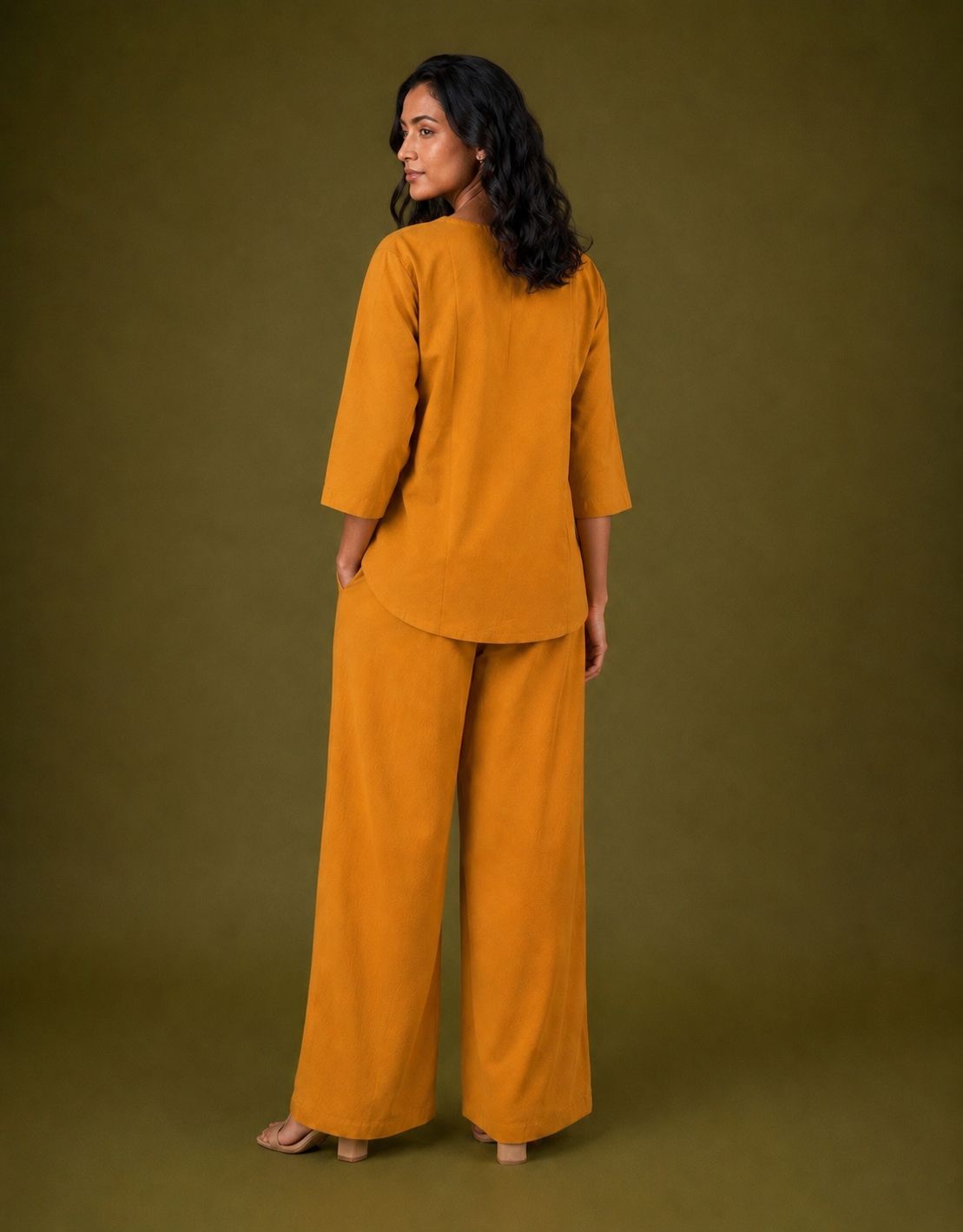 Mustard Bloom Embroidered Co-ord Set