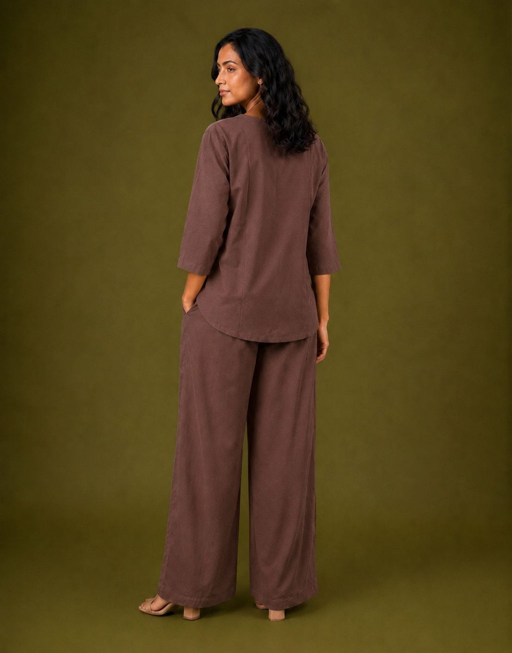 Brown Embroidered Co-ord Set