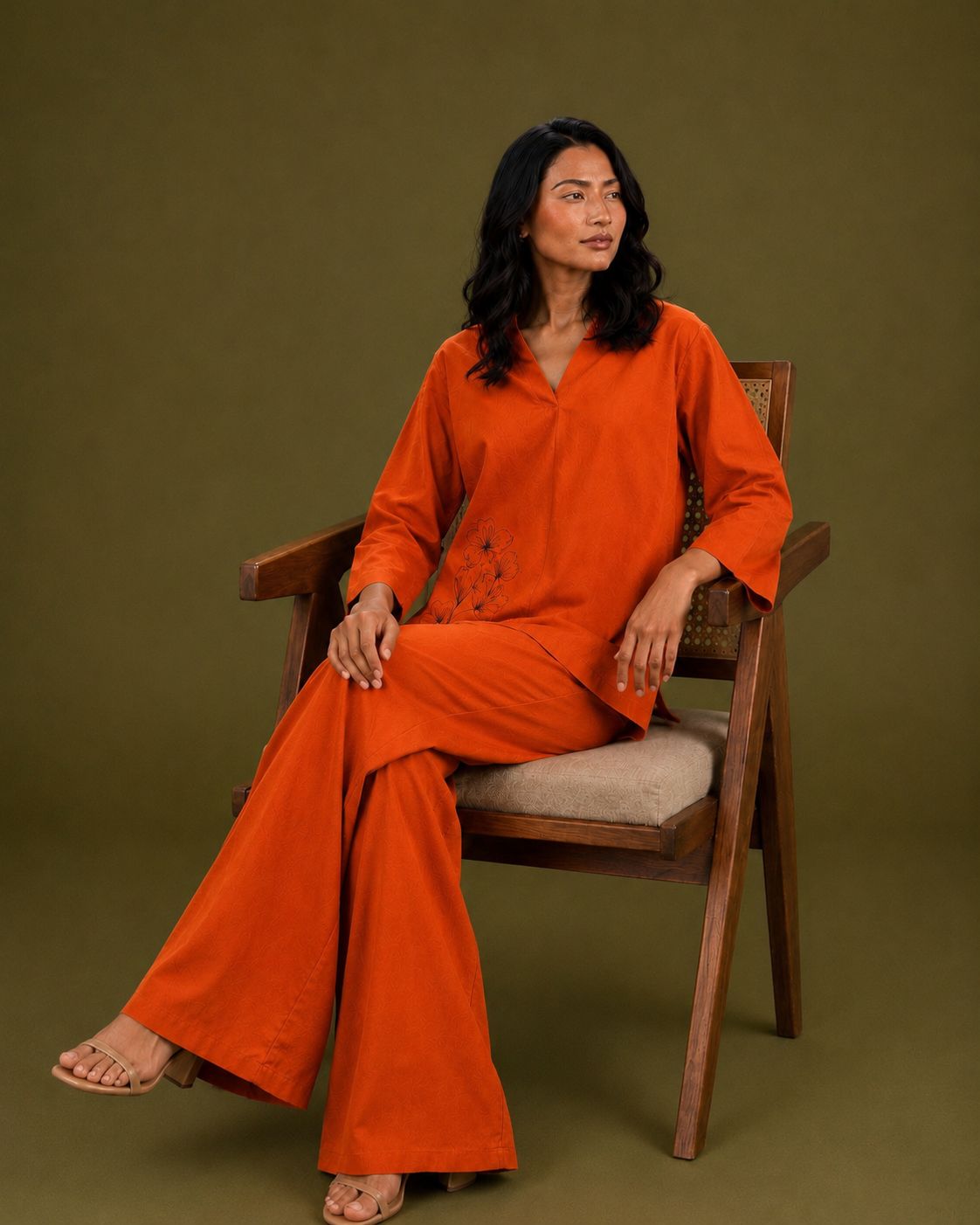 PUMPKIN RUST  Flora Embroidered Co-ord Set