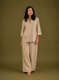 BEIGE-THREAD WORK CO-ORD SET